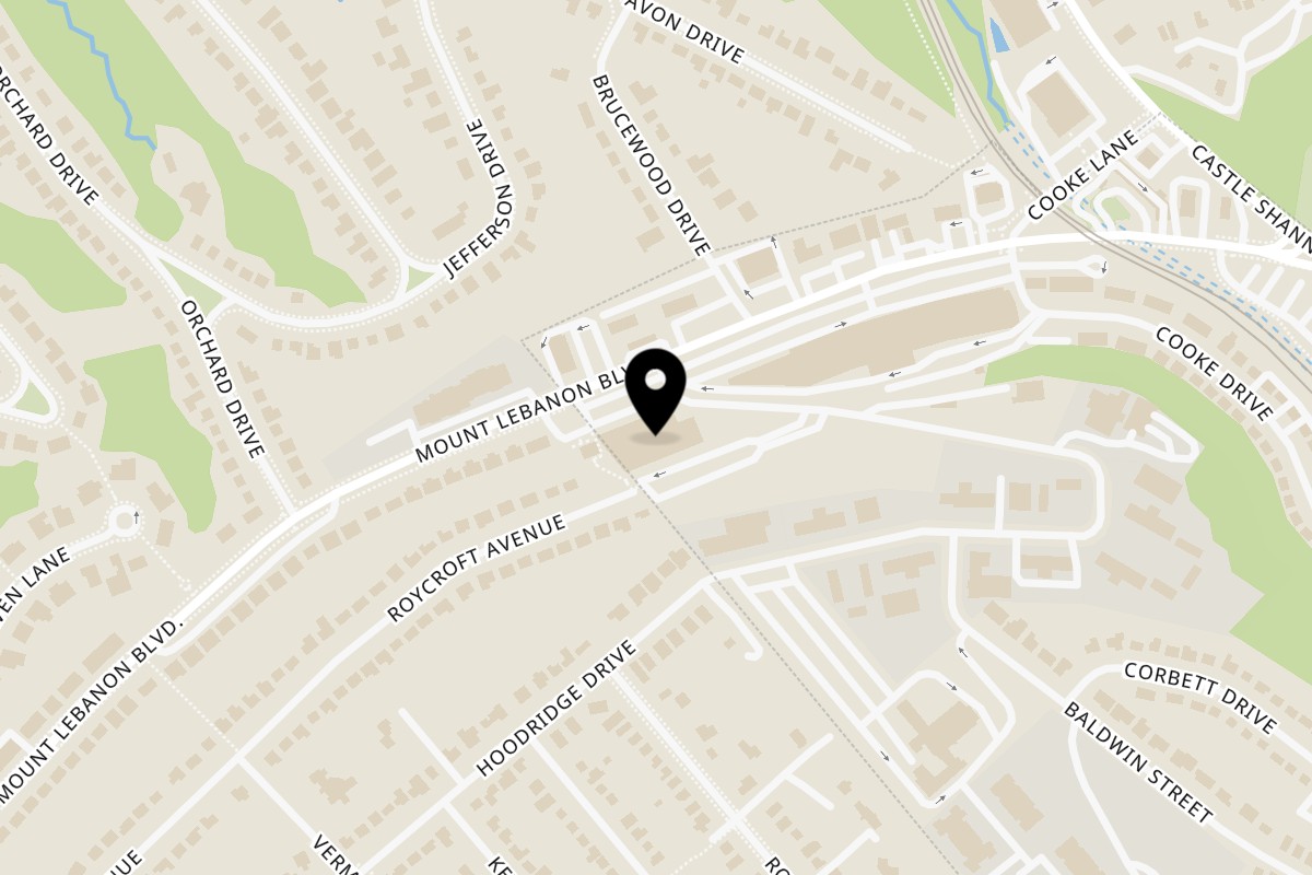 Map showing the location of Carbonara's on 250 Mt Lebanon Blvd in Pittsburgh